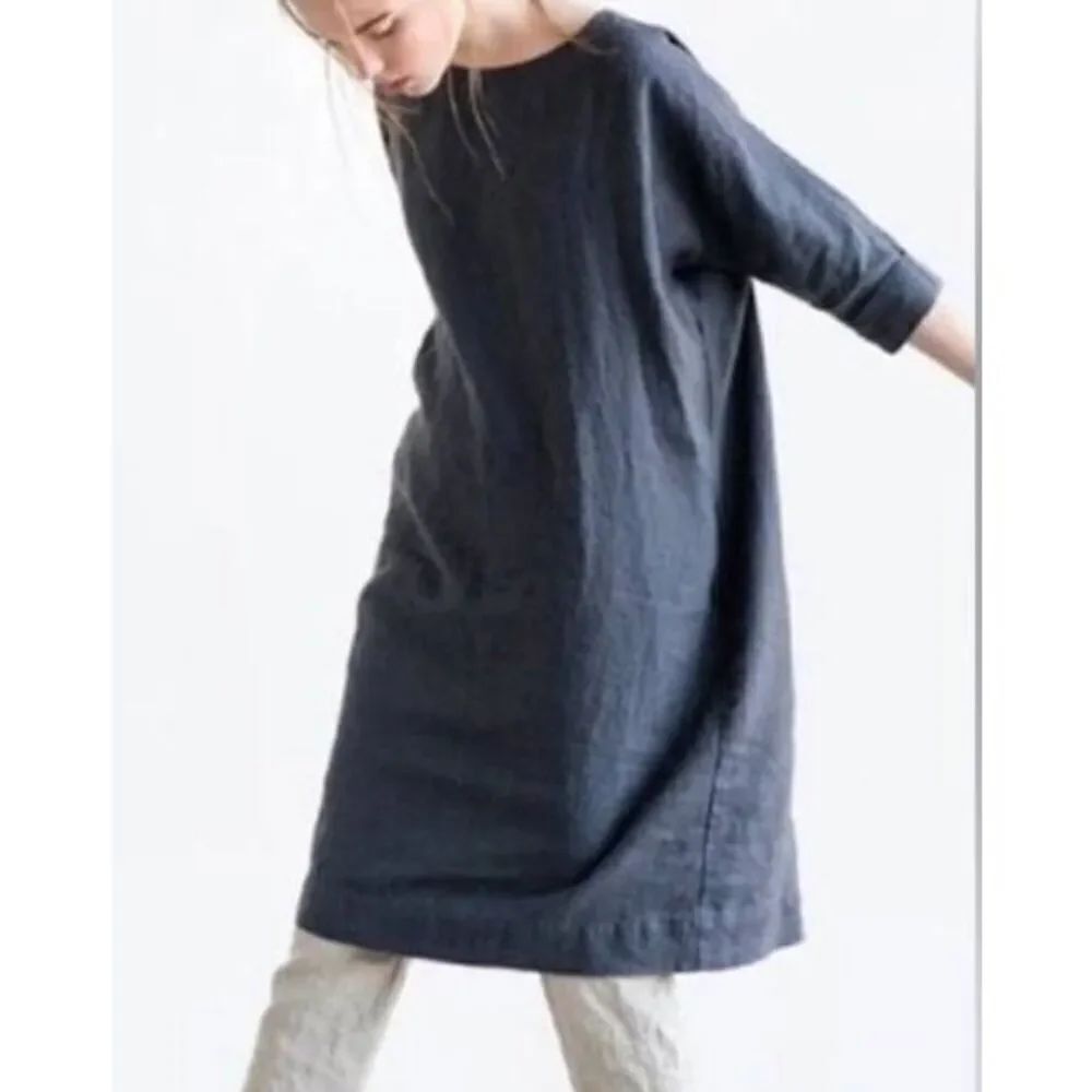 Not Perfect Linen January shift dress in black sz Small